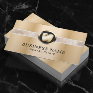 Carte De Visite Dentist Moderne Gold Tooth Logo Bureau dentaire Bu