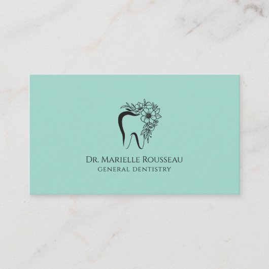 Carte De Visite Dentist Tooth Logo Green Dental Office (Devant)