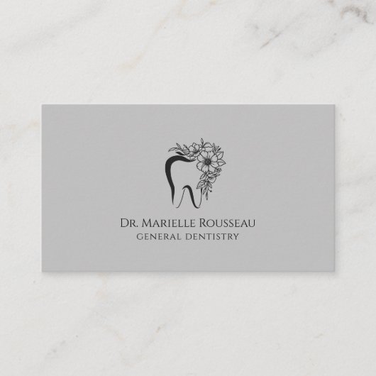Carte De Visite Dentist Tooth Logo Grey Bureau dentaire (Devant)