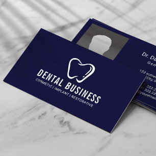 Carte De Visite Dentist Tooth Logo Marine Blue Dental Care Photo