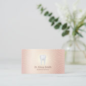 Carte De Visite Dentist Tooth Logo Moderne Rose Gold Soins dentair (Debout devant)
