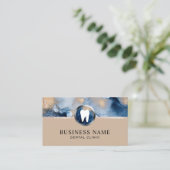 Carte De Visite Dentiste Abstrait Navy Blue & Gold Dental Office (Debout devant)