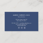 Carte De Visite Dentiste bleu Dentiste (Dos)