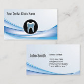 Carte De Visite Dentiste bleu moderne de courbe de soins dentaires (Devant / Derrière)
