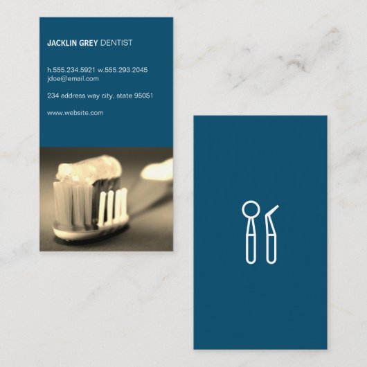 Carte De Visite Dentiste | Brosse à dents (Devant / Derrière)