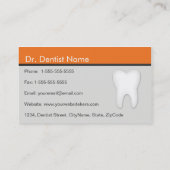 Carte De Visite Dentiste/cartes de visite dentaires de studio dans (Dos)