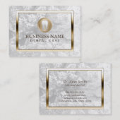 Carte De Visite Dentiste de marbre moderne de frontière d'or de (Devant / Derrière)