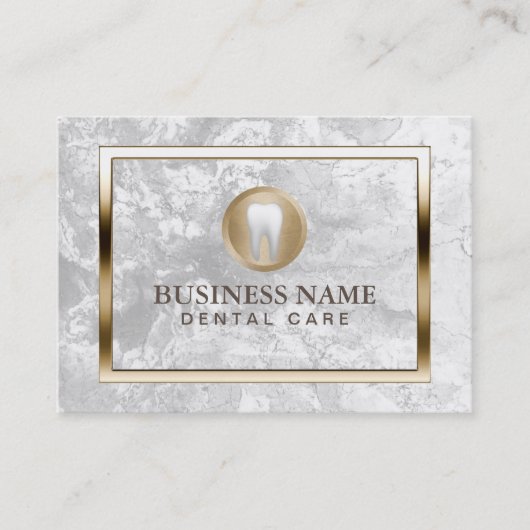 Carte De Visite Dentiste de marbre moderne de frontière d'or de (Devant)