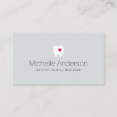 Carte De Visite Dentiste dent dentaire avec coeur léger gris (Devant)
