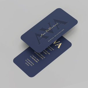 Carte De Visite Dentiste dentaire moderne Orthodontiste Bleu Or