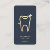 Carte De Visite Dentiste Dental Elegant Or Charbon Bleu (Devant)