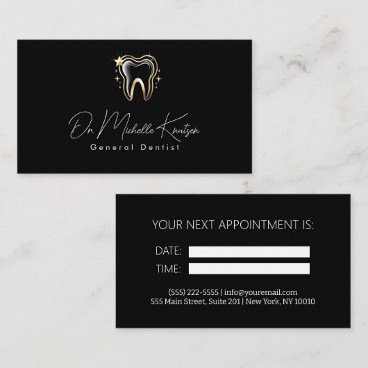 Carte De Visite Dentiste Dental Professional Dental Nomination Bla (Devant / Derrière)
