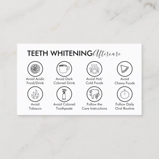 Carte De Visite Dentiste Dentiste Conseils de post-soins pour blan (Dos)