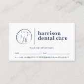 Carte De Visite Dentiste Dentiste Rendez-vous en blanc/bleu (Devant)