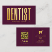 Carte De Visite Dentiste dentisterie Logo pour dents Bourgogne et  (Devant / Derrière)