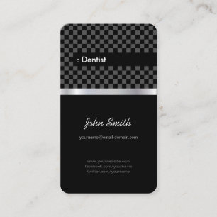 Carte De Visite Dentiste - Élégant À damiers noir