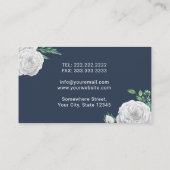 Carte De Visite Dentiste Elégant Blanc Floral Soins dentaires Mari (Dos)