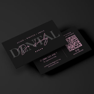 Carte De Visite Dentiste esthétique Minimal Rose Noir Clinique den