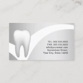 Carte De Visite Dentiste moderne argent métal dentaire (Dos)
