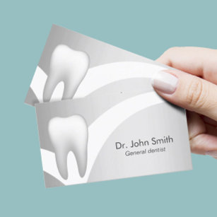 Carte De Visite Dentiste moderne argent métal dentaire