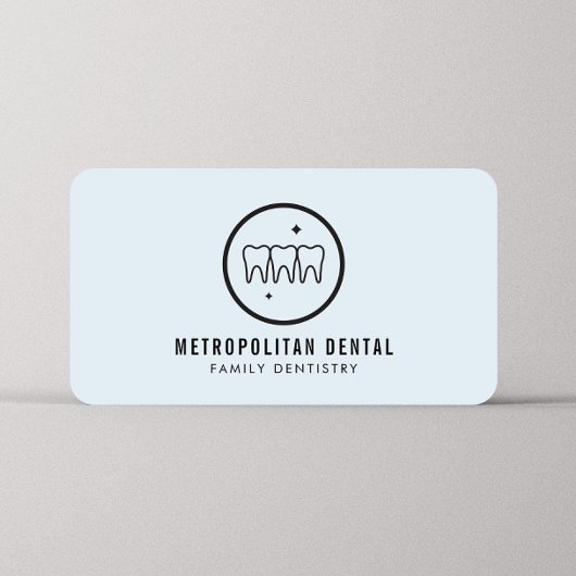 Carte De Visite Dentiste moderne Dents Logo noir sur bleu