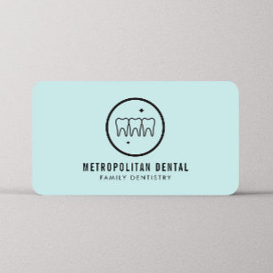 Carte De Visite Dentiste moderne Dents Logo noir sur la menthe