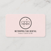Carte De Visite Dentiste moderne Dents Logo noir sur rose (Devant)