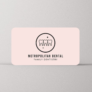 Carte De Visite Dentiste moderne Dents Logo noir sur rose