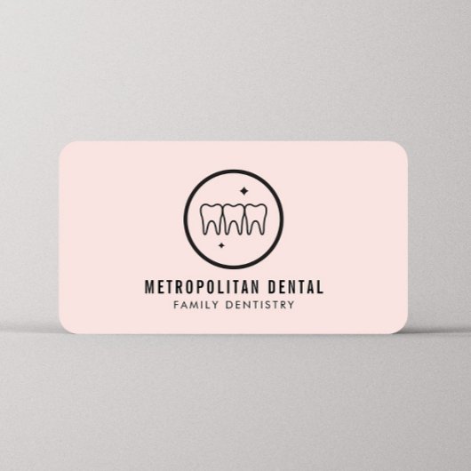 Carte De Visite Dentiste moderne Dents Logo noir sur rose