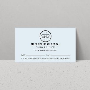 Carte De Visite Dentiste moderne dents Noir logo bleu rendez-vous