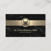 Carte De Visite Dentiste moderne Gold 3D Tooth Black Dental Office (Devant)