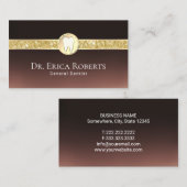 Carte De Visite Dentiste moderne Gold Tooth Logo Dark Dental Brown (Devant / Derrière)