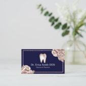Carte De Visite Dentiste moderne Rose Gold Floral Marine Soins den (Debout devant)