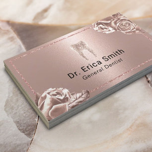 Carte De Visite Dentiste moderne Rose Gold Floral Soins dentaires
