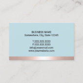 Carte De Visite Dentiste moderne Rose Gold Frontière Mint Bleu Den (Dos)