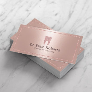 Carte De Visite Dentiste Moderne Rose Gold Metallic Bureau dentair