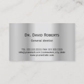 Carte De Visite Dentiste moderne Silver Metal Luxe Bureau dentaire (Dos)