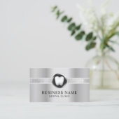 Carte De Visite Dentiste moderne Silver Metal Luxe Bureau dentaire (Debout devant)