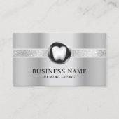 Carte De Visite Dentiste moderne Silver Metal Luxe Bureau dentaire (Devant)