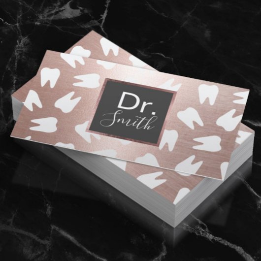 Carte De Visite Dentiste Motif dentaire moderne Rose Gold Soins de