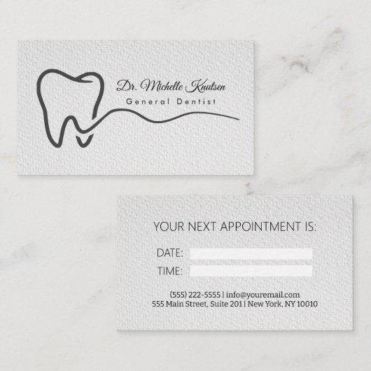 Carte De Visite Dentiste professionnel Dental Nomination affaires (Devant / Derrière)