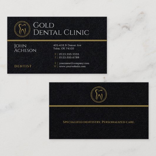 Carte De Visite Dentiste professionnel | Gold Dental Clinic (Devant / Derrière)