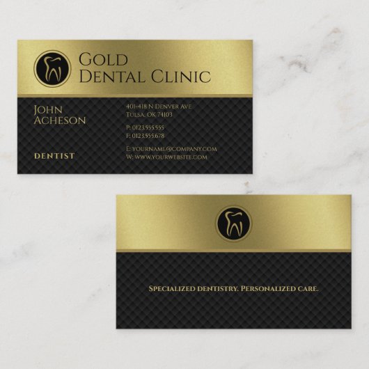 Carte De Visite Dentiste professionnel | Or (Devant / Derrière)