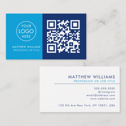 Carte De Visite Dentiste professionnel QR Code Logo moderne (Devant / Derrière)