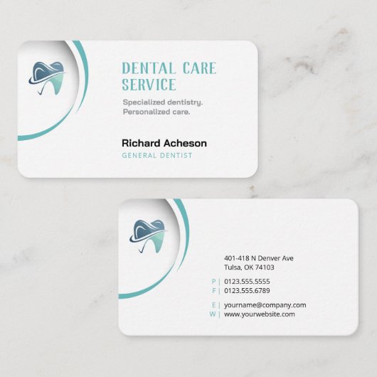 Carte De Visite Dentiste professionnel | Service de soins dentaire (Devant / Derrière)