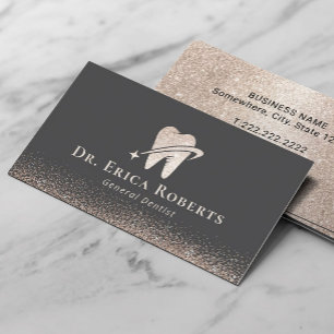 Carte De Visite Dentiste Rose Gold Parties scintillant Dent Soins