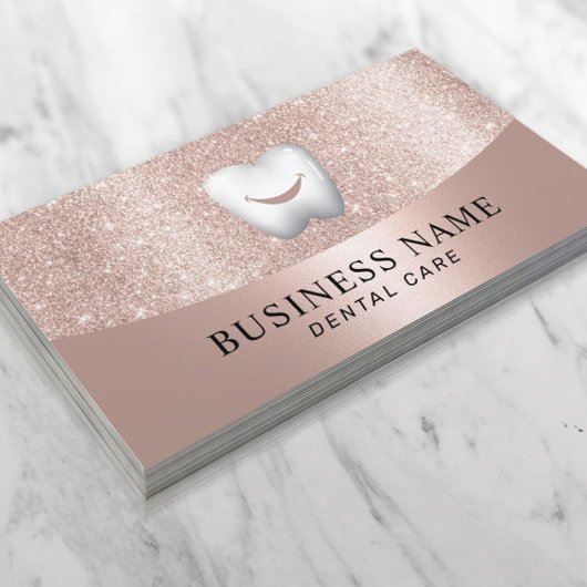 Carte De Visite Dentiste Smile Tooth Moderne Rose Or Soins dentair