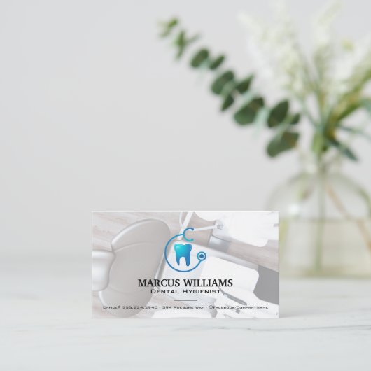Carte De Visite Dentistère | Dent et stéthoscope (Debout devant)