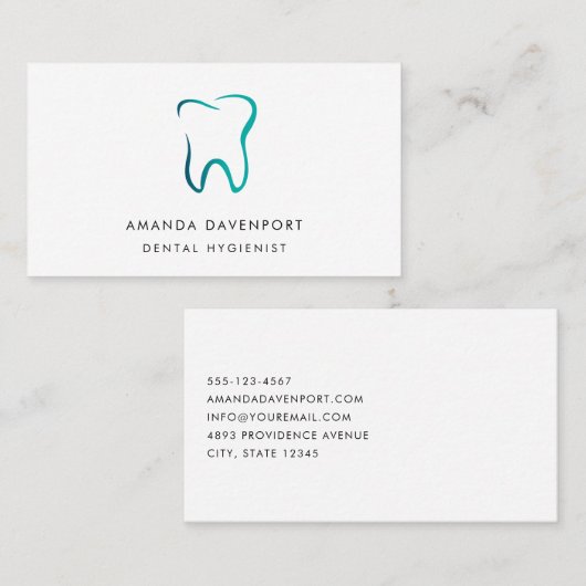 Carte De Visite Dentistère dentaire Image Médicale (Devant / Derrière)