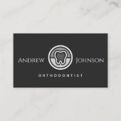 Carte De Visite Dentistère moderne Gris & Noir Dentistère dents Or (Devant)